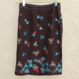 Alfani Nolita Brown Floral Linen Skirt